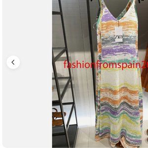 ZARA WOMAN V NECK STRAPPY KNIT MAXI DRESS